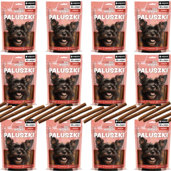 Pan Mięsko Przysmak dla psa Paluszki Królik (dorosły) Zestaw 12x100g