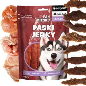 Pan Mięsko Przysmak dla psa Paski Jerky Kaczka (dorosły) 100g