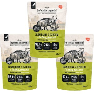 Wiejska Zagroda Karma mokra dla psa Jagnięcina z dzikiem (dorosły) 3x500g