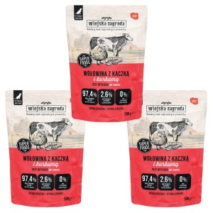 Wiejska Zagroda Karma mokra dla psa Wołowina z kaczką (dorosły) 3x500g