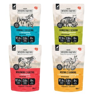 Wiejska Zagroda Karma mokra dla psa MIX smaków (dorosły) 4x500g