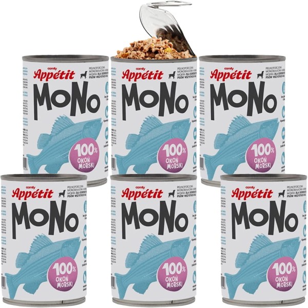Comfy Appetit Mono Okoń Morski Monoproteinowa Karma Mokra Dla Psa Puszka Zestaw 6 sztuk 400g