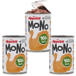 Comfy Appetit Mono Indyk Monoproteinowa Karma Mokra Dla Psa Puszka Zestaw 3 sztuk 400g