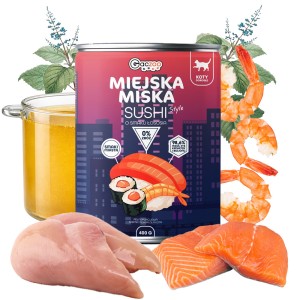 Gaczoo Miejska Miska karma mokra dla kota Sushi z łososiem Style 400g