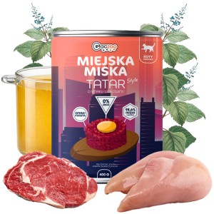 Gaczoo Miejska Miska karma mokra dla kota Tatar wołowy Style 400g
