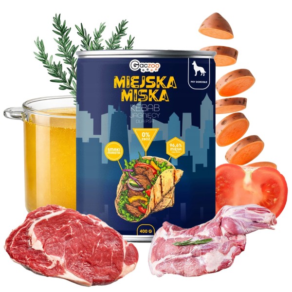 Gaczoo Miejska Miska karma mokra dla psa Kebab jagnięcy Style 400g