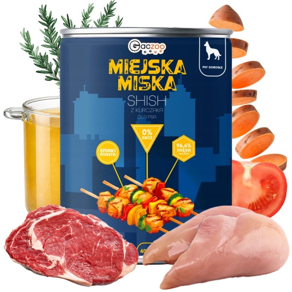 Gaczoo Miejska Miska karma mokra dla psa Shish z kurczaka Style 400g