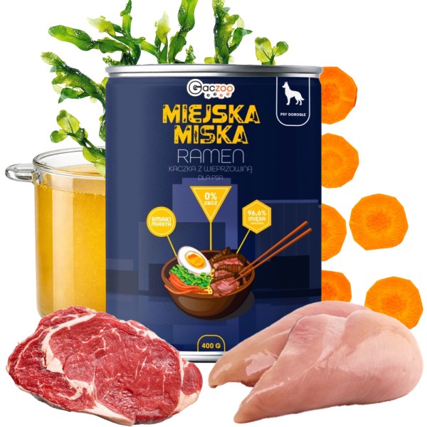 Gaczoo Miejska Miska karma mokra dla psa Ramen Style 400g
