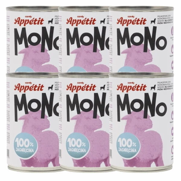 Comfy Appetit Mono Jagnięcina Monoproteinowa Karma Mokra Dla Psa Zestaw 6 sztuk 400g