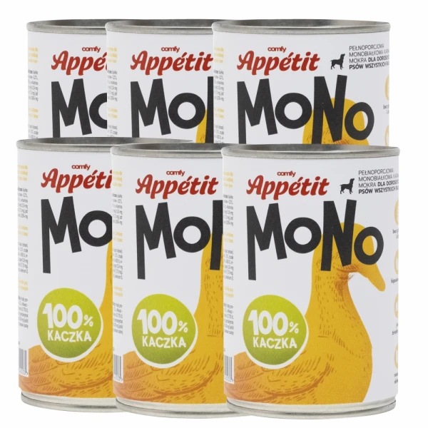 Comfy Appetit Mono Kaczka Monoproteinowa Karma Mokra Dla Psa Puszka Zestaw 6 sztuk 400g