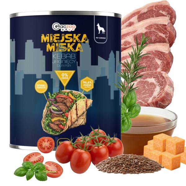 Gaczoo Miejska Miska karma mokra dla psa Kebab jagnięcy Style 800g