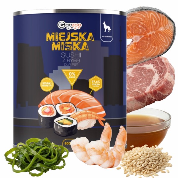 Gaczoo Miejska Miska karma mokra dla psa Sushi z łososiem Style 800g