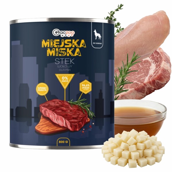 Gaczoo Miejska Miska karma mokra dla psa Stek wołowy Style 800g