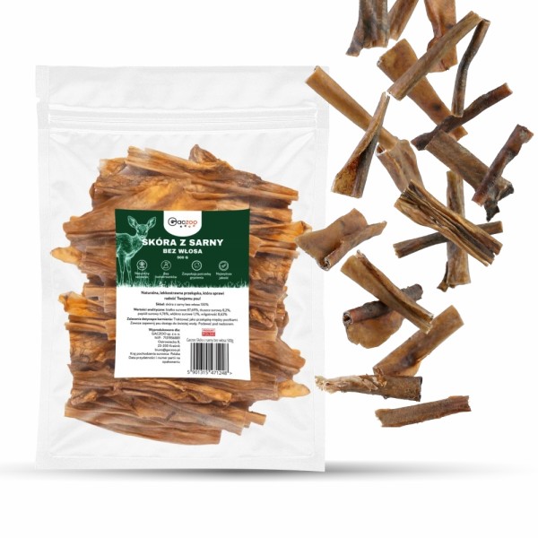 Przysmak dla psa Skóra z Sarny bez włosa 100% Naturalny Gryzak GACZOO 500g