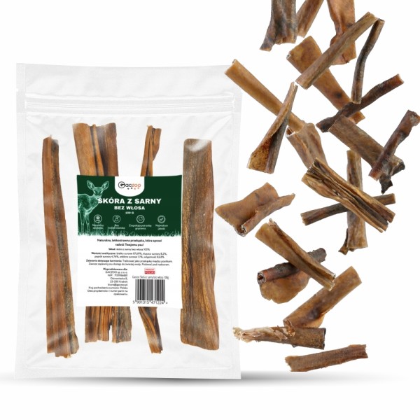 Przysmak dla psa Skóra z Sarny bez włosa 100% Naturalny Gryzak GACZOO 100g