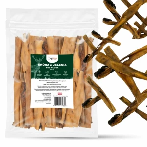 Przysmak dla psa Skóra z Jelenia bez włosa 100% Naturalny Gryzak GACZOO 500g