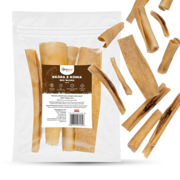 Przysmak dla psa Skóra z Konia bez Włosa 100% Naturalny Gryzak GACZOO 100g