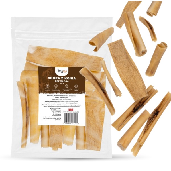 Przysmak dla psa Skóra z Konia bez Włosa 100% Naturalny Gryzak GACZOO 300g