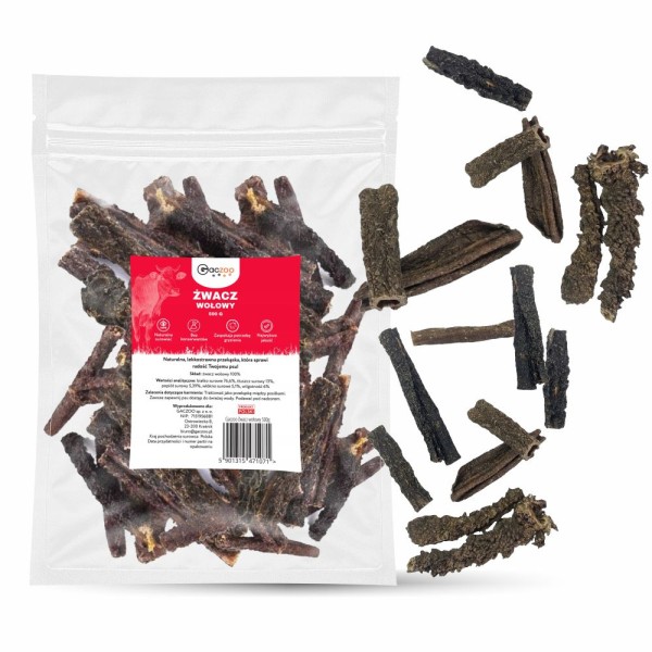 Przysmak dla psa Żwacz Wołowy 100% Naturalny Gryzak Smakołyk GACZOO 500g