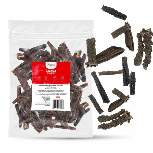Przysmak dla psa Żwacz Wołowy 100% Naturalny Gryzak Smakołyk GACZOO 1kg