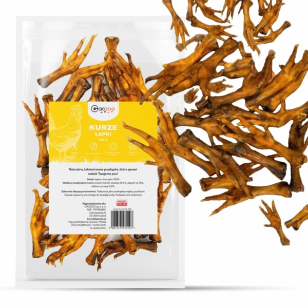 Przysmak dla psa Kurze Łapki 100% Naturalny Gryzak GACZOO 500g