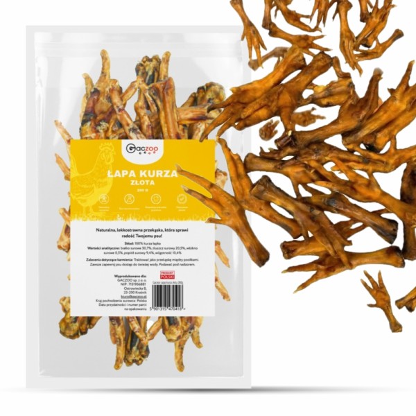 Przysmak dla psa Kurze Łapki 100% Naturalny Gryzak GACZOO 200g