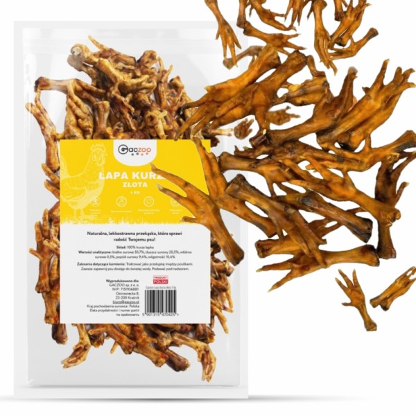 Przysmak dla psa Kurze Łapki 100% Naturalny Gryzak GACZOO 1kg