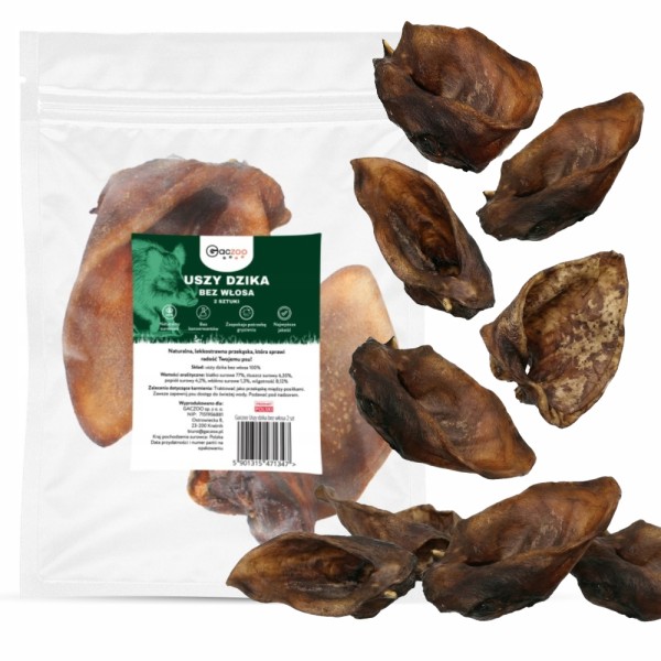 Przysmak dla Psa Uszy Dzika bez włosów 100% Naturalny 2 sztuki GACZOO