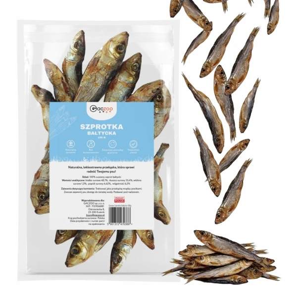 Przysmak dla Psa Szprotki Bałtyckie 100% Naturalny Gryzak Gaczoo 100g