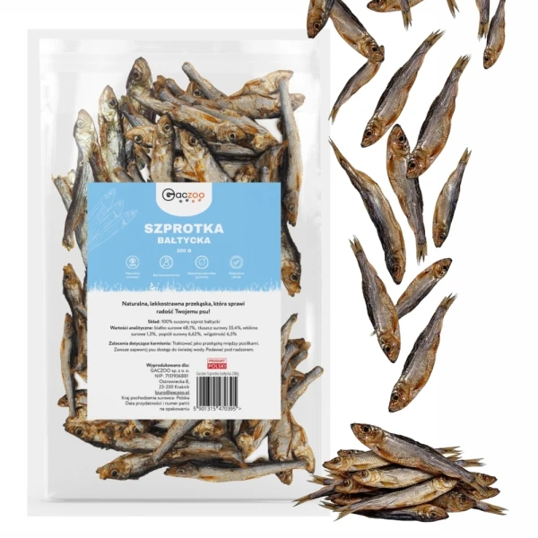 Przysmak dla Psa Szprotki Bałtyckie 100% Naturalny Gryzak Gaczoo 200g