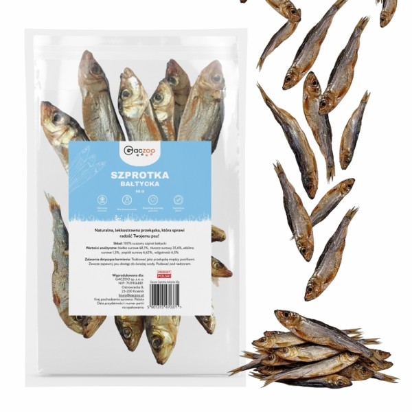Przysmak dla Psa Szprotki Bałtyckie 100% Naturalny Gryzak Gaczoo 60g
