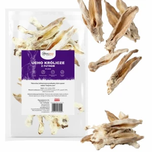 Przysmak dla psa Ucho Królicze z futrem 100% Naturalny Gryzak 20 sztuk GACZOO