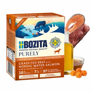 Bozita Purely Pate Duoprotein Wołowina Łosoś 370g karma mokra dla psa