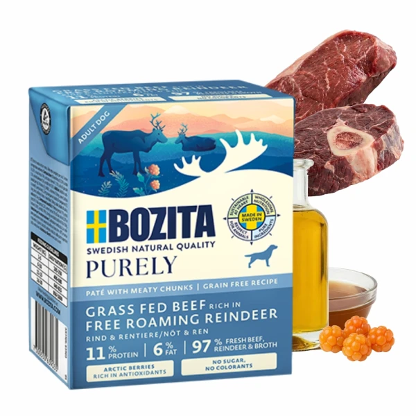 Bozita Purely Pate Duoprotein Wołowina Renifer 370g karma mokra dla psa