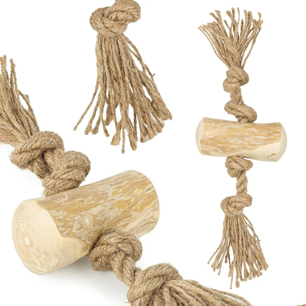 Naturalny szarpak dla psa - zabawka ze sznurem konopnym 30cm gryzak kawowy