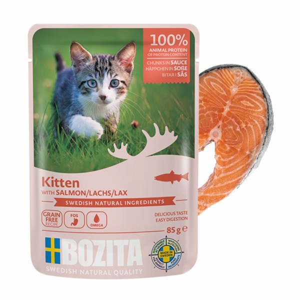 Mokra karma dla kociąt w sosie z łososiem 85g