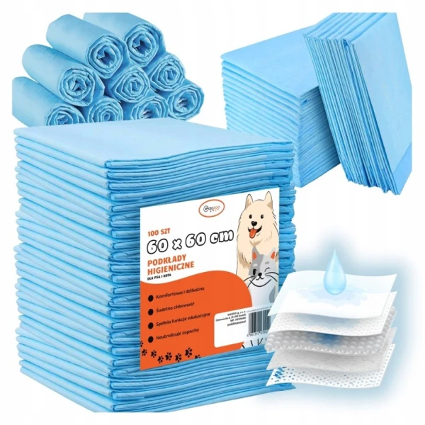 Podkłady higieniczne Gaczoo dla psa maty chłonne do nauki 60x60cm 3x100 sztuk