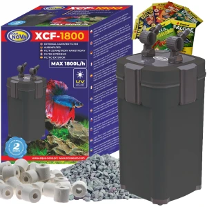 Filtr Zewnętrzny Kubełkowy Aqua Nova XCF-1800 UV 9W do akwarium 500l + gratis