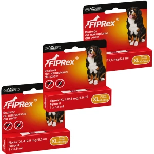 Fiprex XL KROPLE na Pchły Kleszcze dla Psa powyżej 40kg 3x 5,5ml