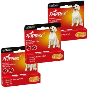 Fiprex L KROPLE na Pchły Kleszcze dla Psa 20-40kg 3x4ml