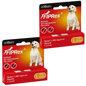 Fiprex L KROPLE na Pchły Kleszcze dla Psa 20-40kg 2x4ml