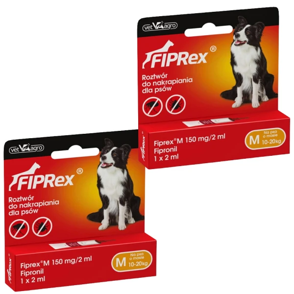 Fiprex M KROPLE na Pchły Kleszcze dla Psa 10-20kg 2x2ml
