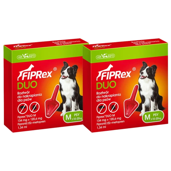 Fiprex DUO M KROPLE na pchły kleszcze dla psa 10-20kg na 2 miesiące ochrony