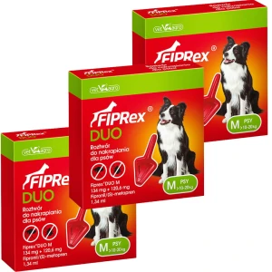 Fiprex DUO M KROPLE na pchły kleszcze dla psa 10-20kg na 3 miesiące ochrony