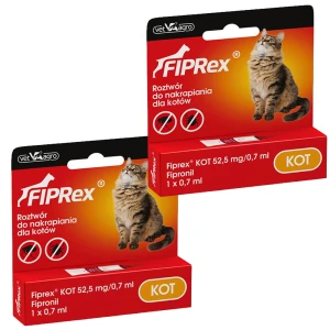 Fiprex KROPLE na Pchły Kleszcze dla Kota 2x0,7ml Ochrona na 60 dni