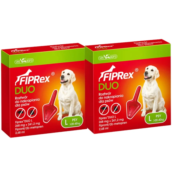 Fiprex DUO L KROPLE na Pchły Kleszcze dla Psa 20-40kg Ochrona na 60 dni