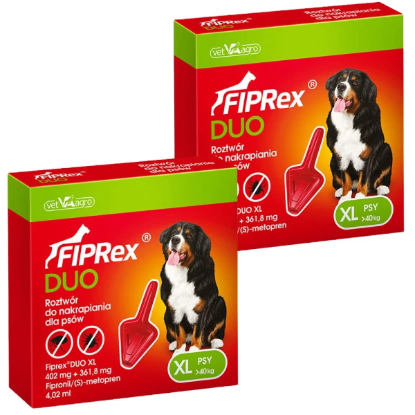 Fiprex DUO XL KROPLE na Pchły i Kleszcze dla Psa powyżej 40kg Ochrona na 60 dni
