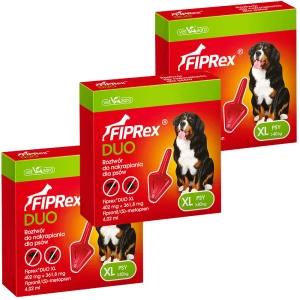Fiprex DUO XL KROPLE na Pchły i Kleszcze dla Psa powyżej 40kg Ochrona na 90 dni