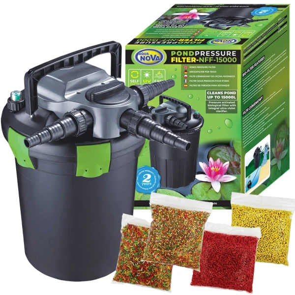 Aqua Nova Filtr Ciśnieniowy Samoczyszczący NFF-15000 UV 36W do Oczka+gratisy