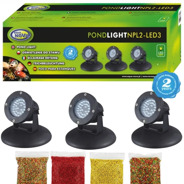 Aqua Nova NPL2-Led3 oświetlenie led z czujnikiem zmierzchu do oczka + gratisy
